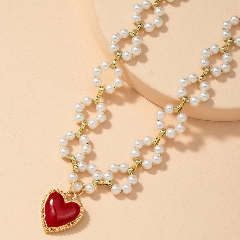 Hainon Creative Hollow Pearl Flower Jewelry Fashion Simple Love Necklace Retro Pearl Necklace Wholesale 1