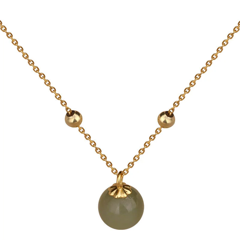 Hainon wholesale S925 Sterling Silver Necklace Round Bead Temperament 2021 New Clavicle Chain Wild Texture 1