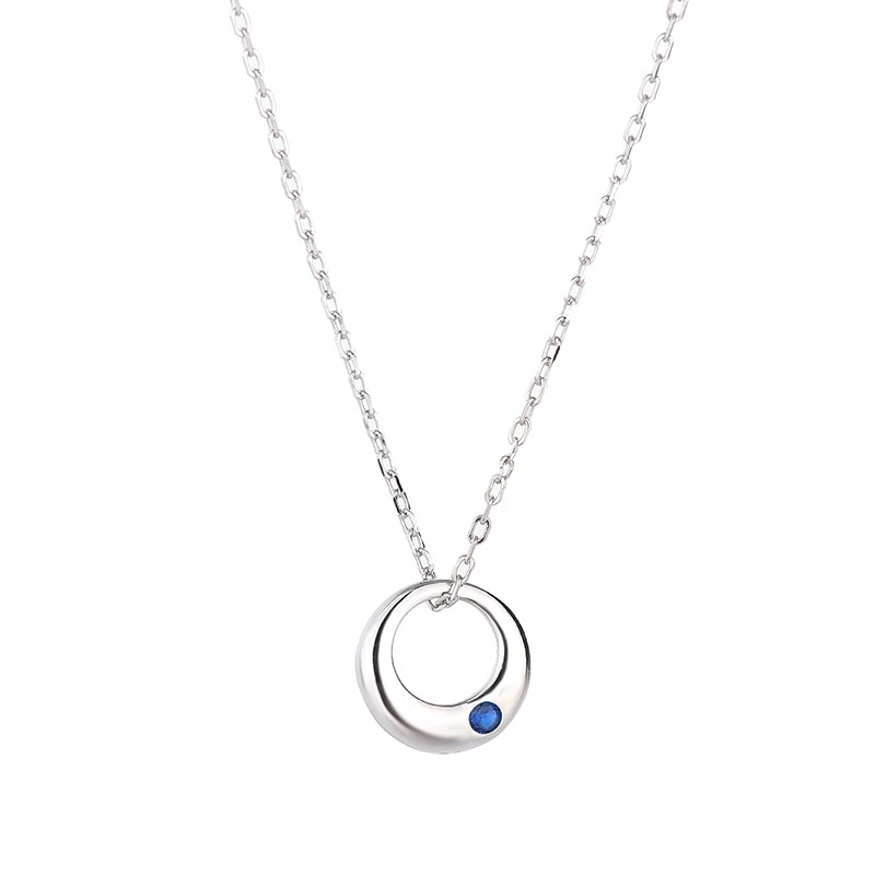 Hainon 2021 fashion s925 sterling silver necklace female personality simple gems Gift card flannel bag set 1