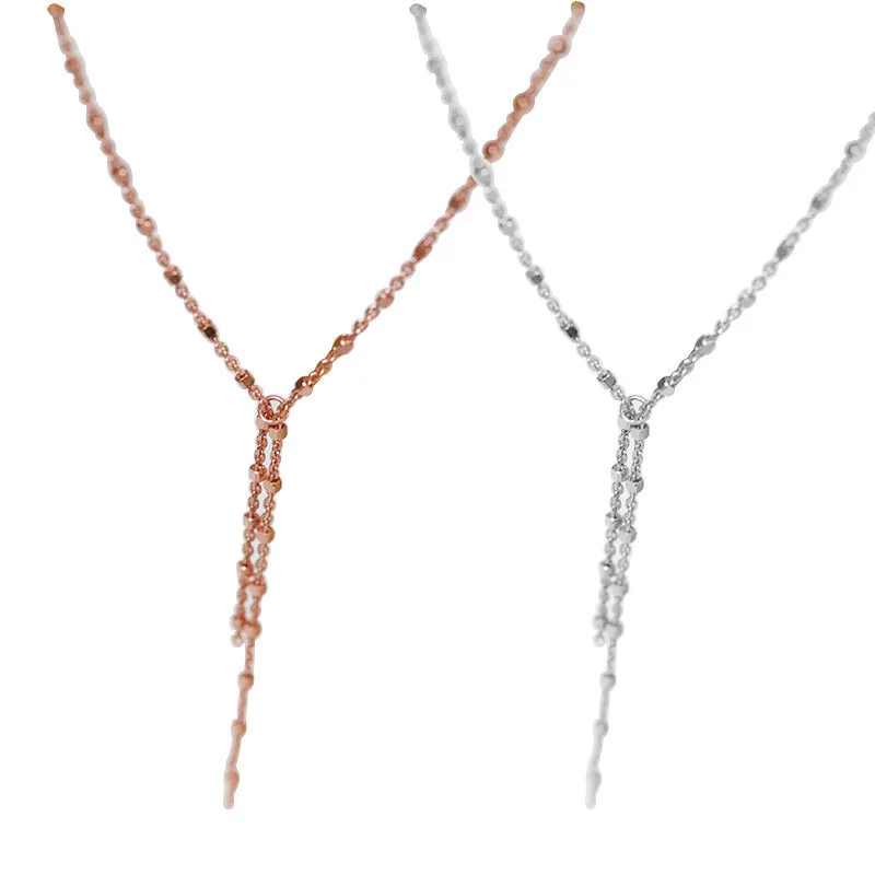 Hainon s925 sterling silver small square necklace female short rose gold clavicle chain temperament wholesale 1