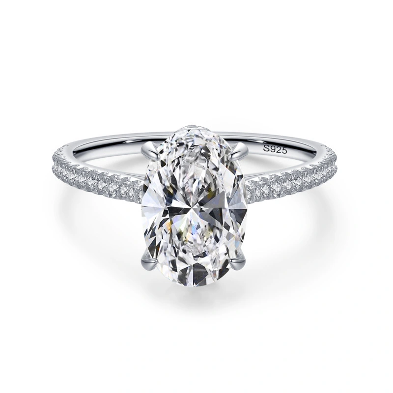 Hainon 925 sterling silver ring Classic 10mm shiny zircon Micro inlaid rings women wedding jewelry wholesale 1