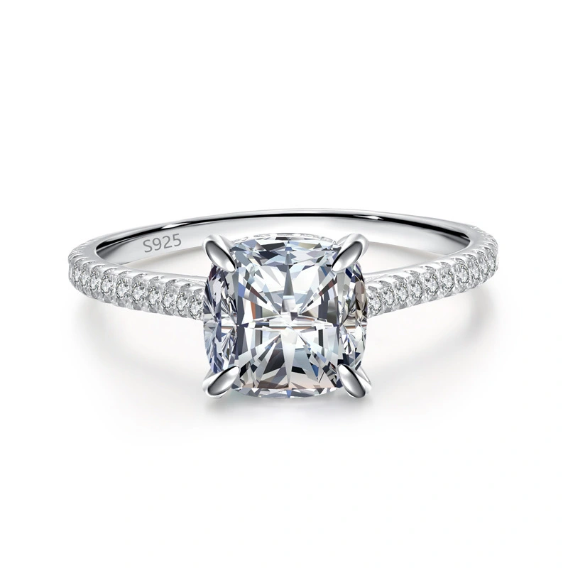 Hainon 925 sterling silver ring Classic 6mm shiny zircon Micro inlaid rings women wedding jewelry wholesale 2022 1