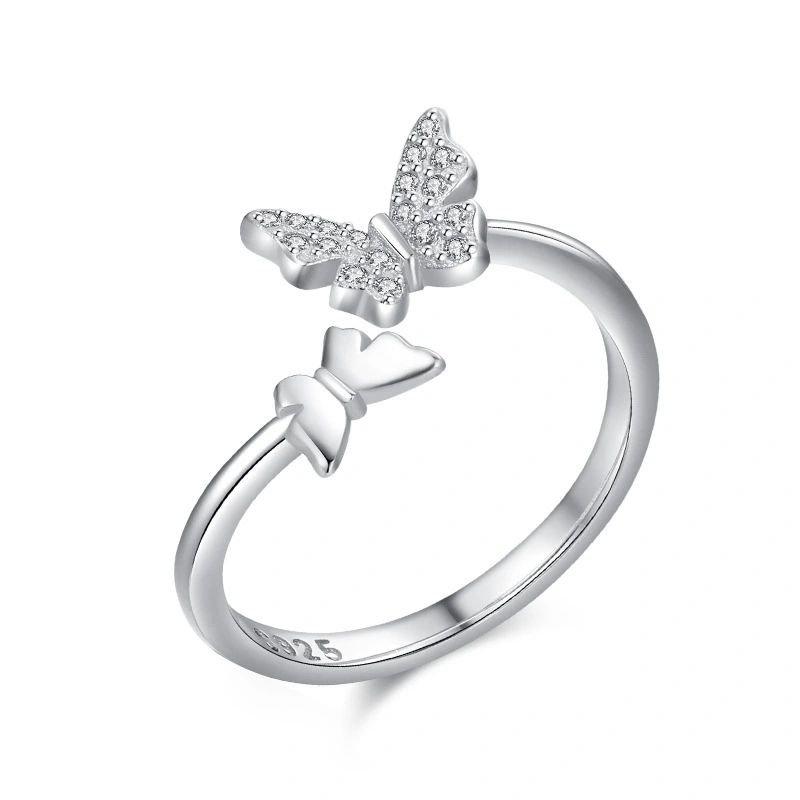 Hainon 925 sterling silver ring Butterfly shiny zircon Micro inlaid rings women wedding jewelry wholesale 2022 1