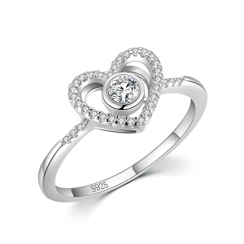 Hainon 925 sterling silver ring heart shiny zircon Micro inlaid rings women wedding jewelry wholesale 2022 1