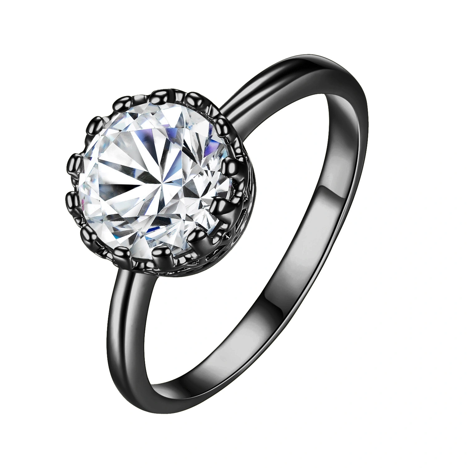 Hainon Vintage Simple Fashion white zircon Promise Ring Jewelry for Women Engagement Ring Gift card flannel bag set 1
