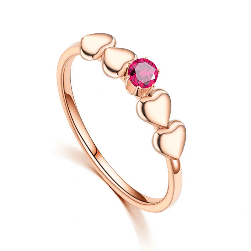 Hainon Fashion heart titanium steel zircon ring female stainless steel couple ring rose gold diamond ring 1