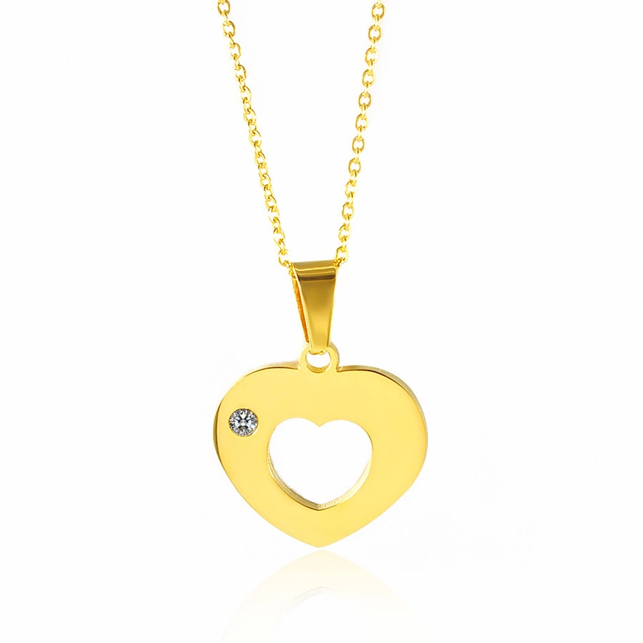Hainon Stainless steel necklace heart love Custom Jewelry necklace name personalised 18k gold plated Children's jewelry gift 1