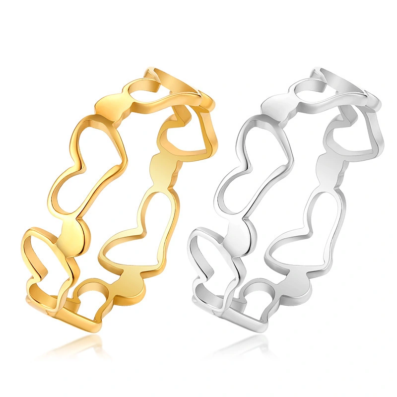 Hainon Wholesale cute hollow heart ring jewelry for women new trendy design index finger ring for wedding 1