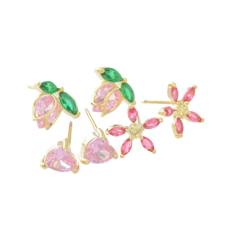 Hainon S925 Silver Needle Nails Micro inlaid Zircon Petals Simple and Small Earrings Jewelry Wholesale 1