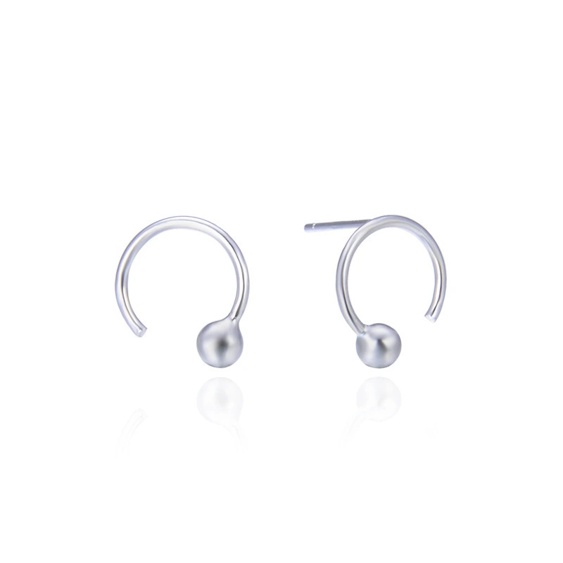 Hainon wholesale Round bead s925 silver earrings fashion girl earrings hot sale Gift card flannel bag set 1