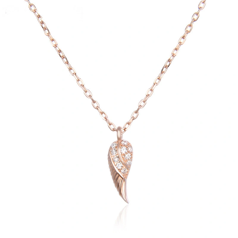 Hainon Angel wings s925 silver pendant personality simple fashion necklace clavicle chain Gift card flannel bag set 1