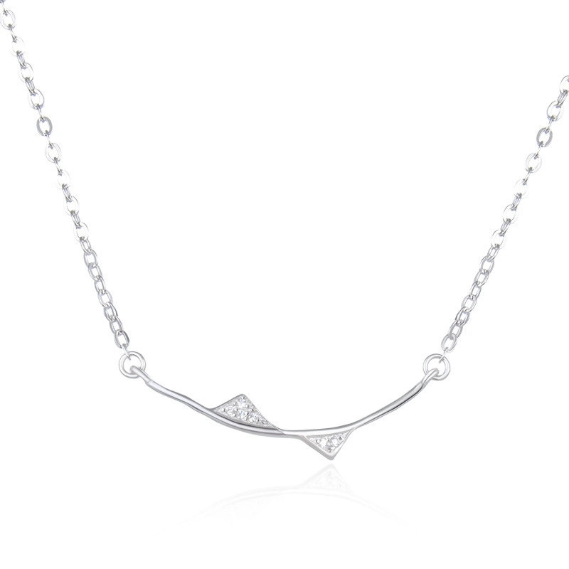 Hainon Simple Pendant Chain S925 Silver Geometric Zircon Clavicle Chain Ladies Jewelry Gift card flannel bag set 1