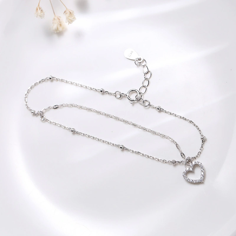 Hainon Jewelry Love Double Bracelet Women S925 Sterling Silver Simple Fashion Personality Gift card flannel bag set 1
