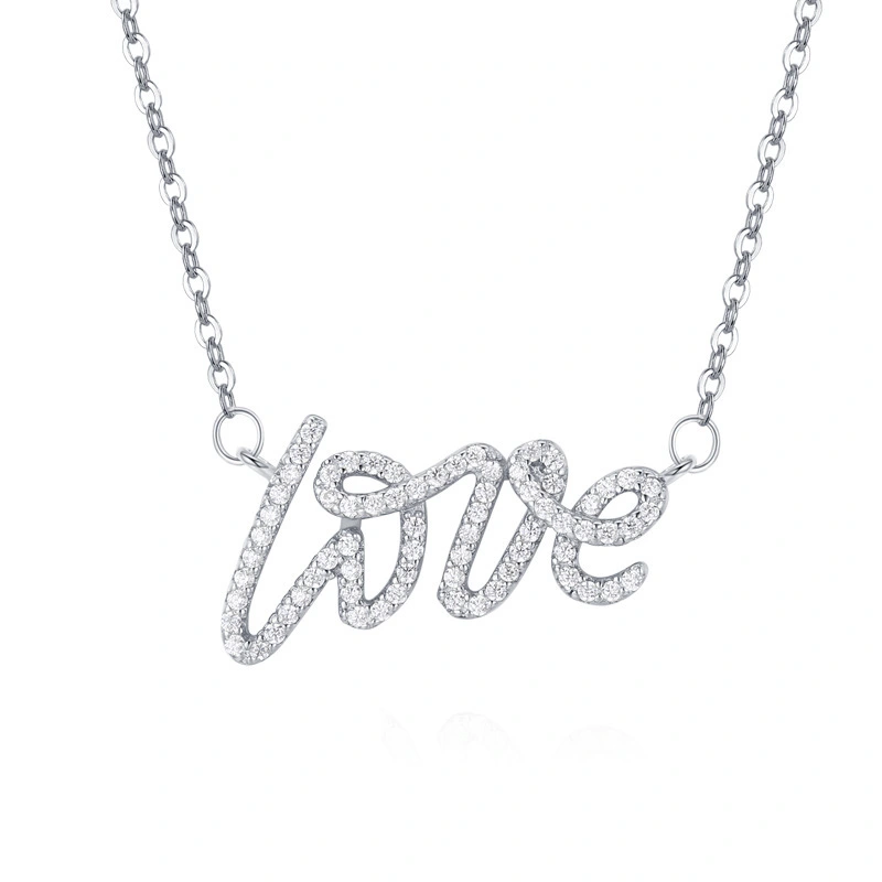 Hainon Luxury 925 sterling silver necklace LOVE letters full Diamond romantic Anniversary gifts pendant necklace 2022 1