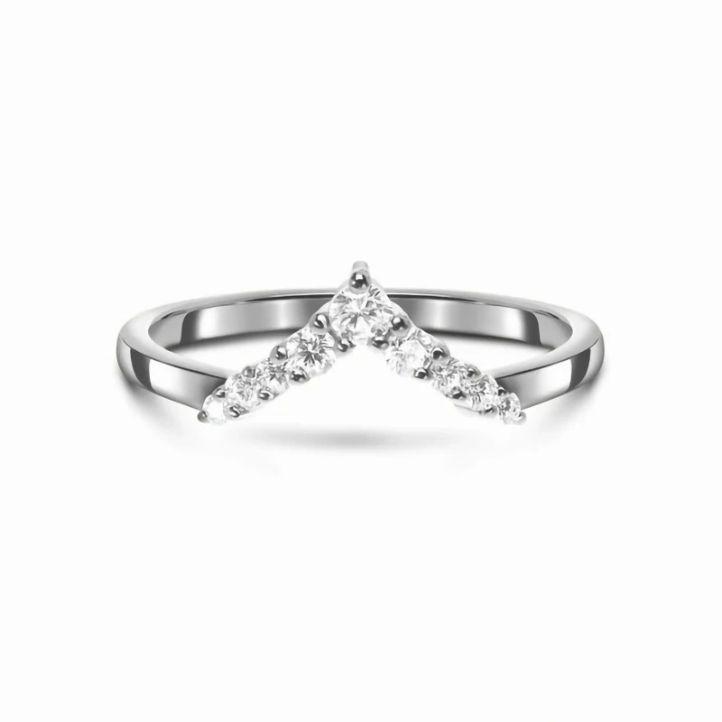 Hainon S925 Sterling Silver V Shape Micro Setting Zircon Ring Women Promise Rings For Her 1