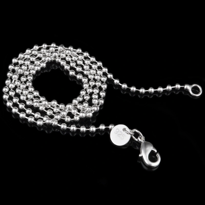 wholesale cheap beads silver chain stamped 925 stock for 16 18 20 22 24 26 28 30 inch 1