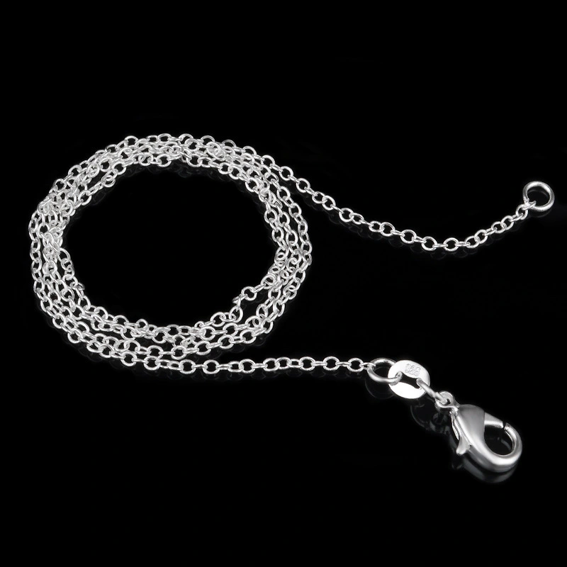 Plating 925 silver 1mm cross chain necklace stamped 925 stock for 16 18 20 22 24 26 28 30 inch 1
