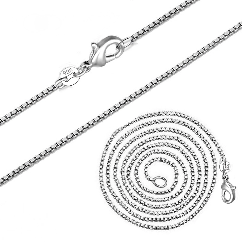 wholesale box Copper plated silver chain factory stamped chain supplier stock for 16 18 20 22 24 26 28 30 inch 1
