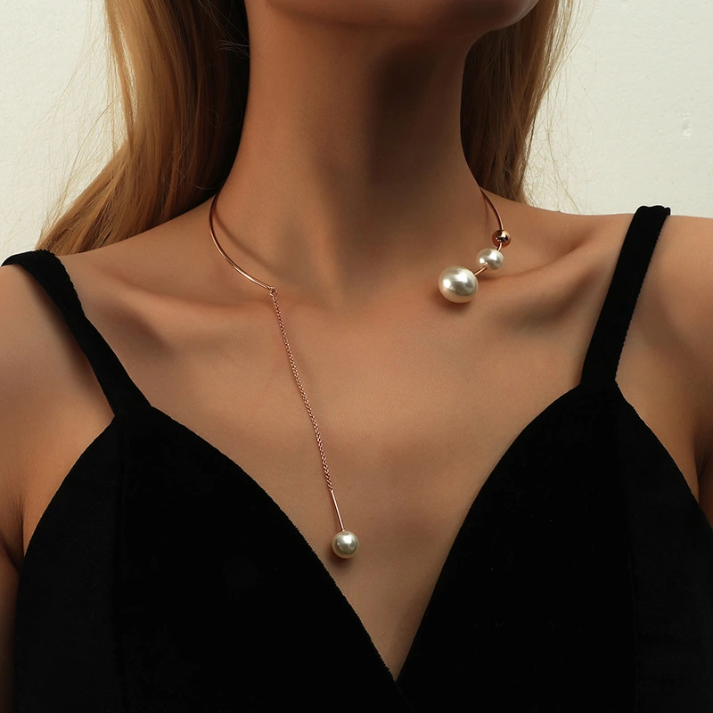 Hainon Fashion Pearl Tassel Necklace Female Niche Design Collar Temperament All-match Necklace Jewelry 1