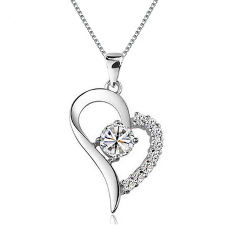 Hainon Micro-inlaid zircon pendant 925 silver material heart pink necklace pendant gift 1