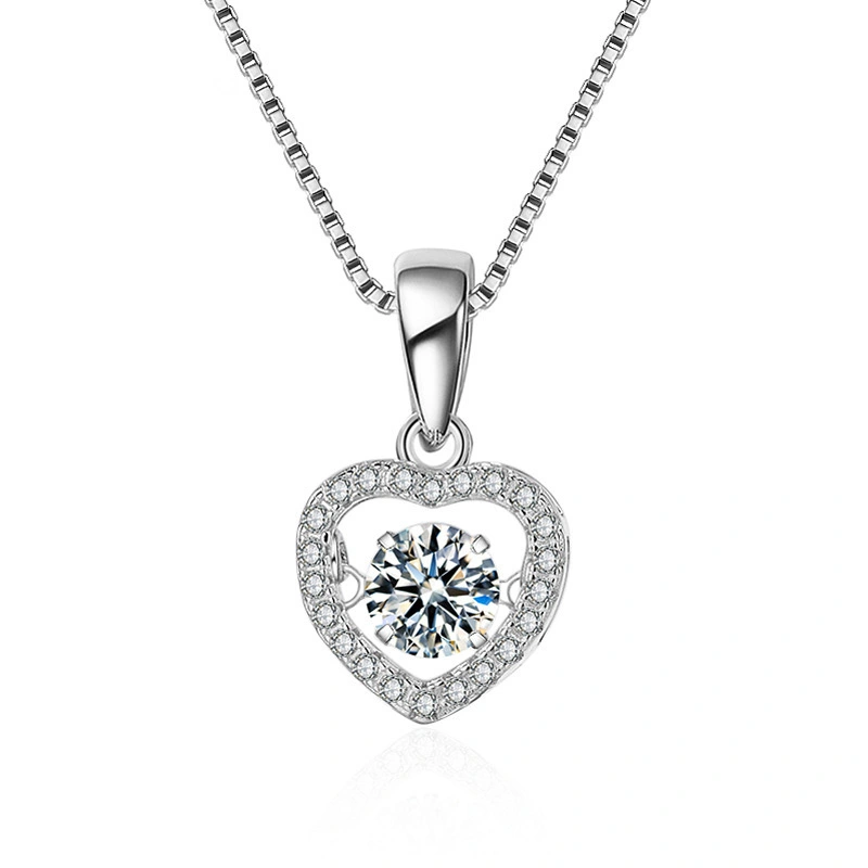 Hainon sterling silver necklace heart white gold plating romantic Valentine's Day gifts jewelry necklace 1