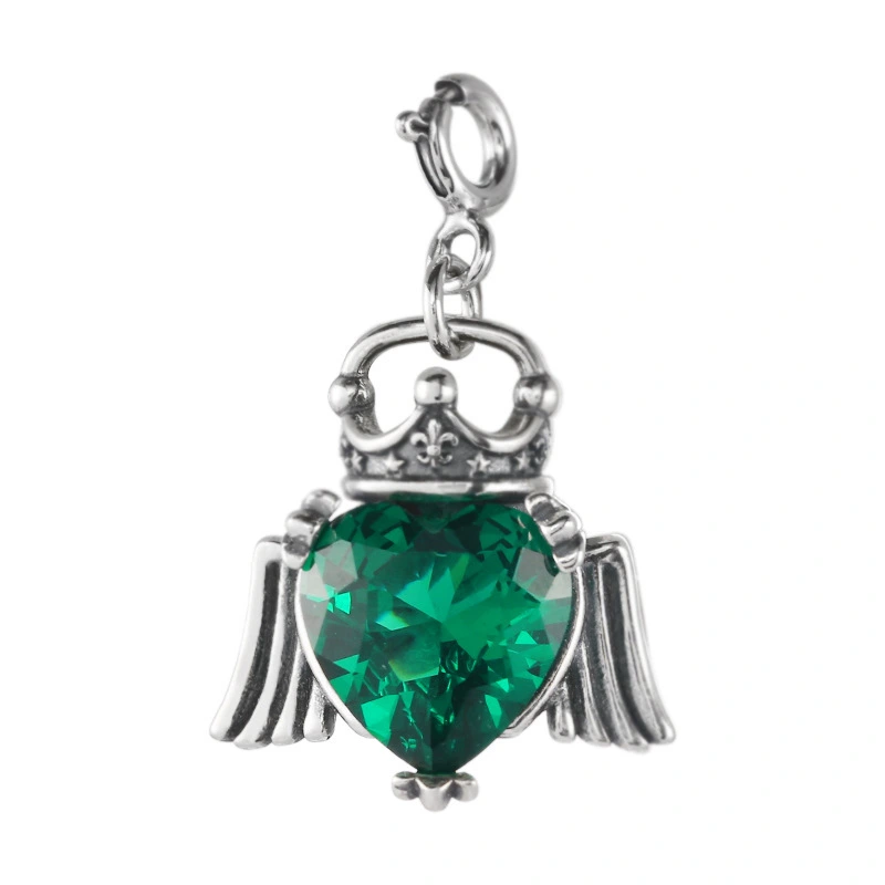 Hainon New Fashion s925 sterling silver love heart wings pendant hot sale necklace men and women retro 1