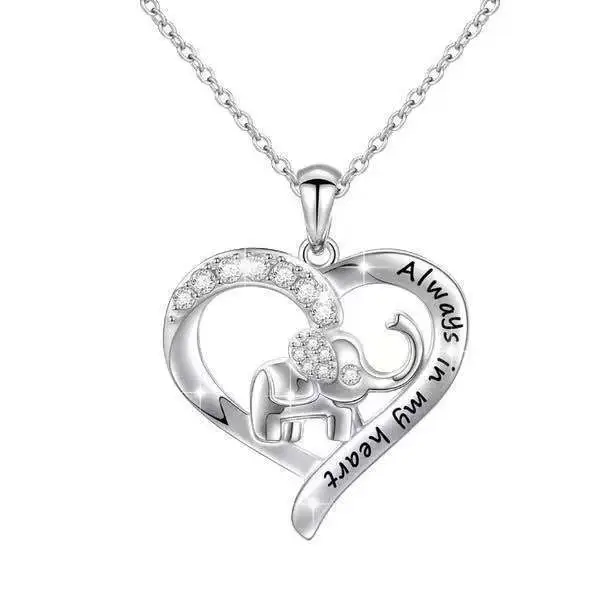 Hainon New necklace always in my heart cute baby elephant necklace personalized letter heart necklace pendant 1