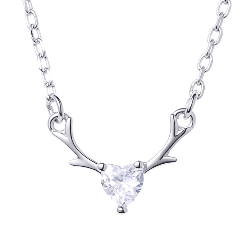 Hainon 520 necklace with sterling silver niche simple clavicle heart zircon pendant necklace wholesale 1