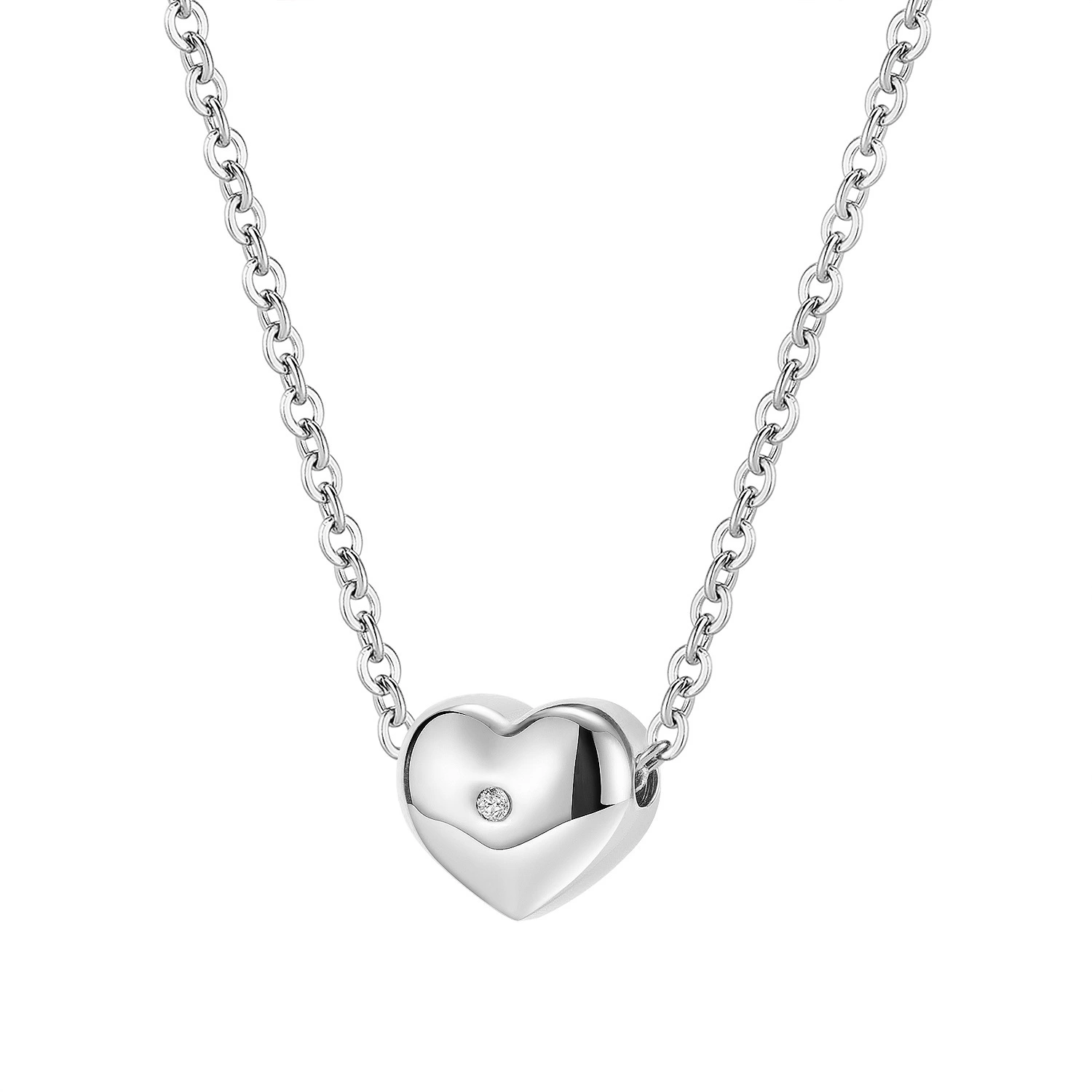 Hainon New fashion temperament love heart pendant personality versatile women's stainless steel necklace 1