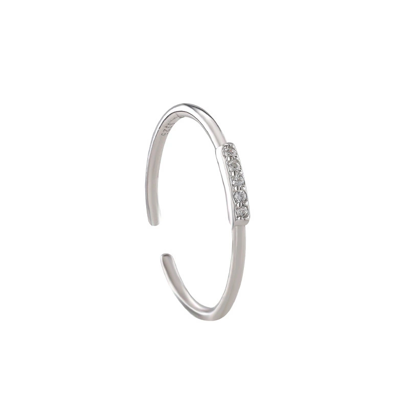 Hainon S925 silver zircon ring female fashion simple temperament niche open ring Gift card flannel bag set 1