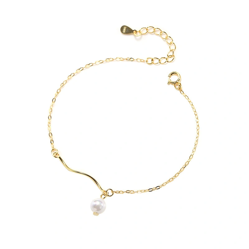 Hainon Jewelry wave pearl bracelet female S925 sterling silver creative accessories Gift card flannel bag set 1