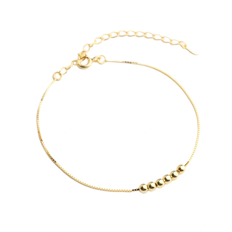 Hainon Six Small Round Beads Bracelet S925 Sterling Silver Simple Bracelet Personality Fashion Gift Card Flannel Bag Set 1