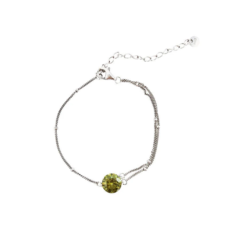 Hainon S925 sterling silver green zircon bracelet new design simple personality jewelry Gift card flannel bag set 1