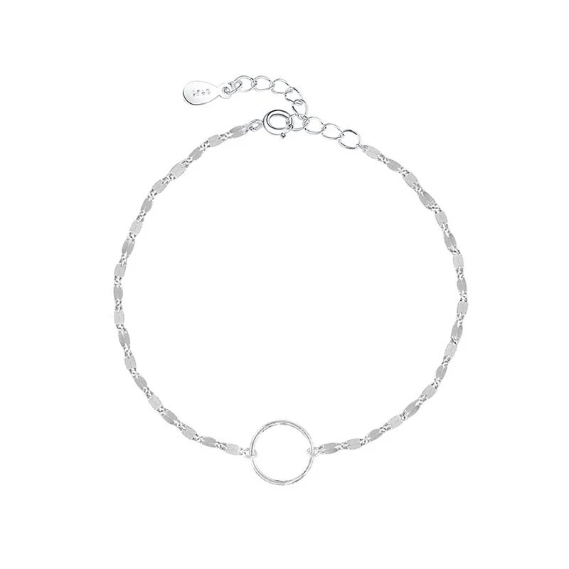 Hainon Fashion Circle Hollow Geometric Wave Twist S925 Sterling Silver Bracelet jewelry Gift card flannel bag set 1