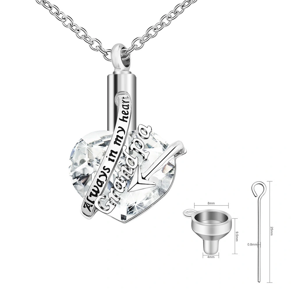 Urn Necklace for Ashes Urn Jewelry Forever in My Heart Carved Stainless Steel Memorial Pendant for mom dad with Filling Kit 1
