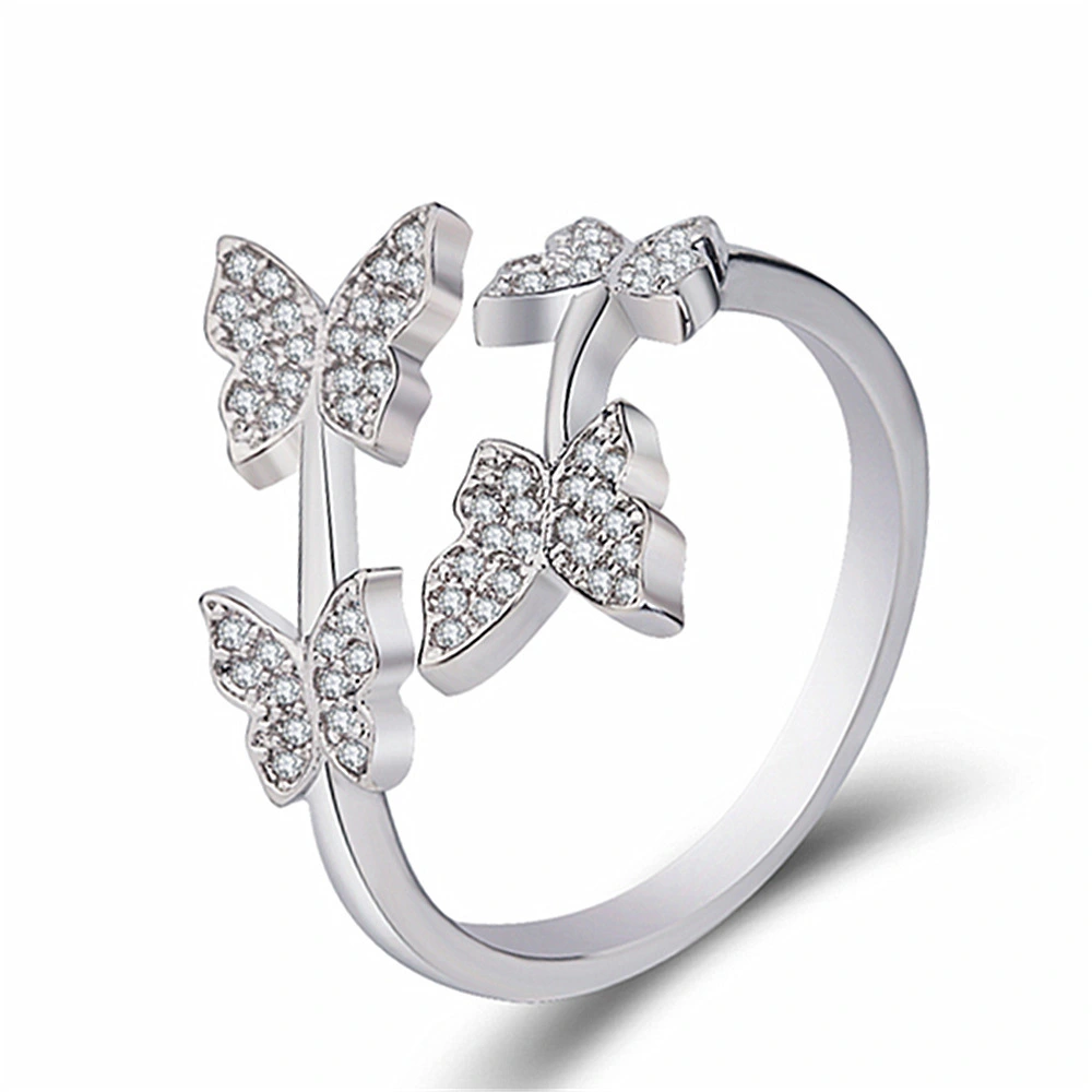 Hainon Butterfly ring white zircon pretty girl rings jewelry women wedding 1