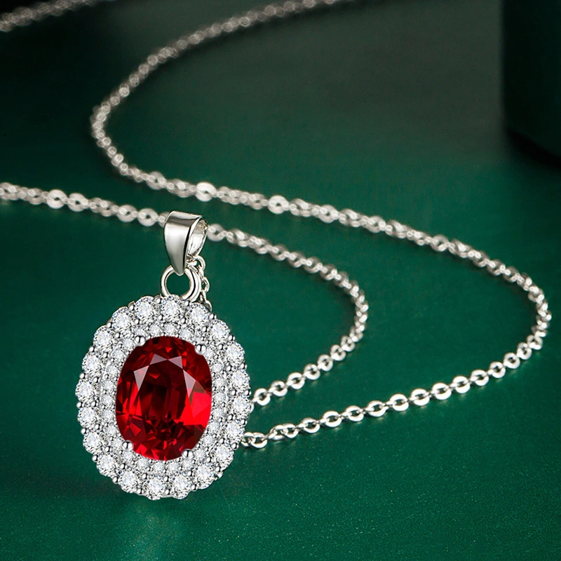 Hainon 2022 pendant necklace jewelry Class Big Ellipse Pink white yellow zircon Stainless steel necklace spot wholesale 1