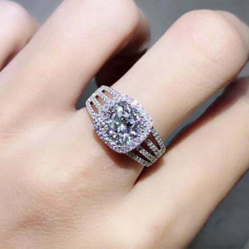 Hainon exquisite full zircon ladies ring European and American fashion ring Gift card flannel bag set 1