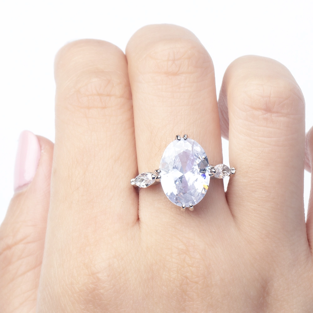 Hainon wholesale New fashion classic white oval zircon ring ladies temperament trend index finger ring Gift card 1
