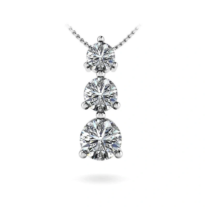 Hainon wholesale Hot sale new fashion three white round zircon pendant personalized necklace Gift card 1