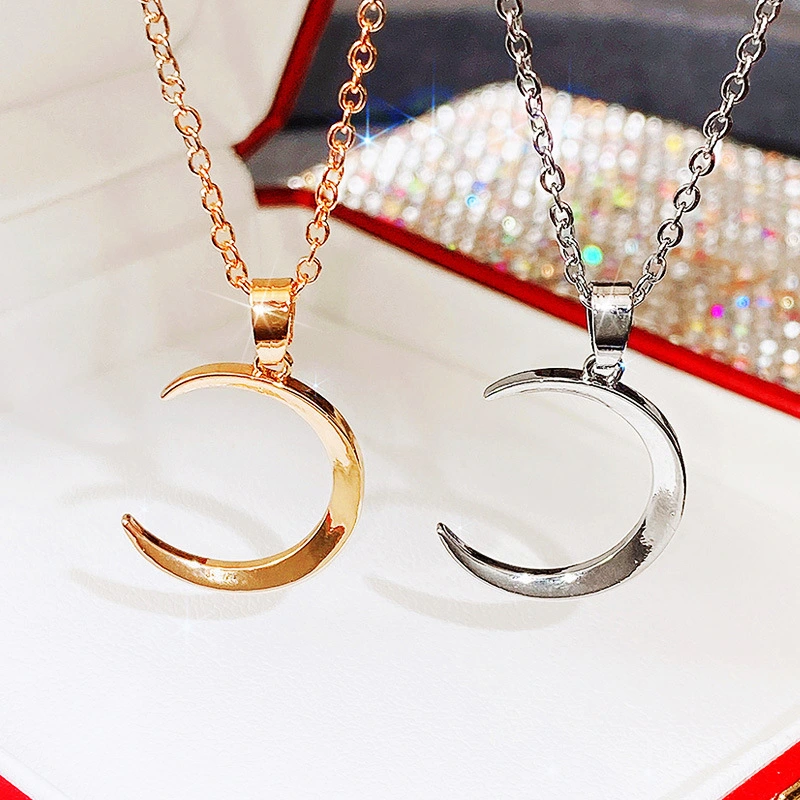 Hainon wholesale moon Pendant necklace 2021 Minimalist Wind Moon Clavicle Chain Women's Necklace Gift card 1