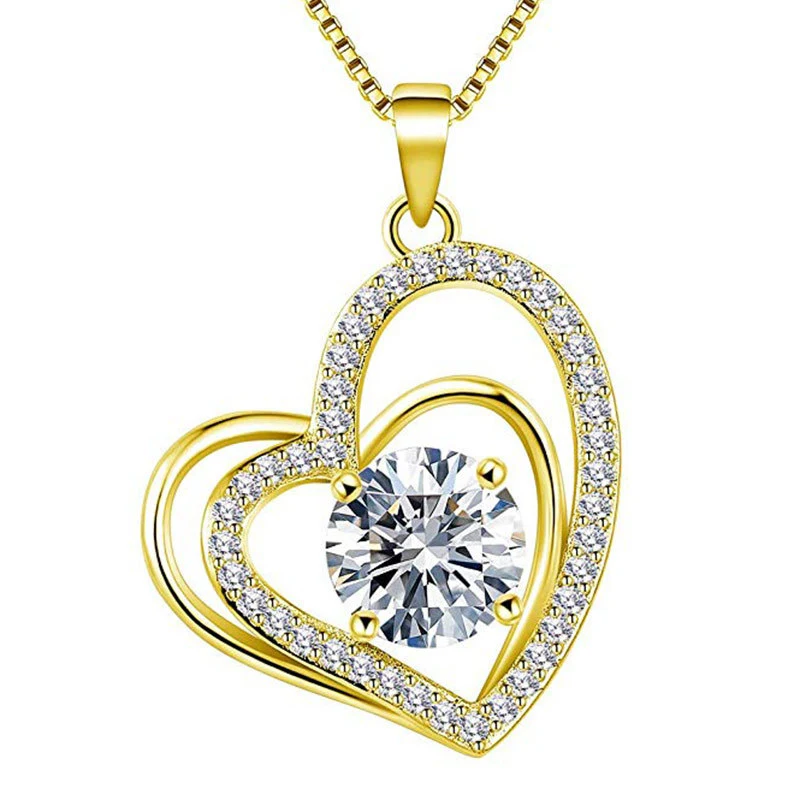 Hainon Temperament Pendant Hot-selling New Love zircon Necklace Valentine's Day Couple Jewelry Gift card 1