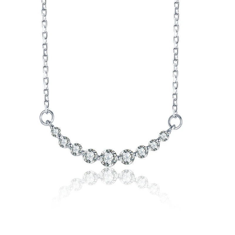 Hainon wholesale luxury Simple flash diamond zircon smile pendant necklace curved clavicle chain Gift card 1