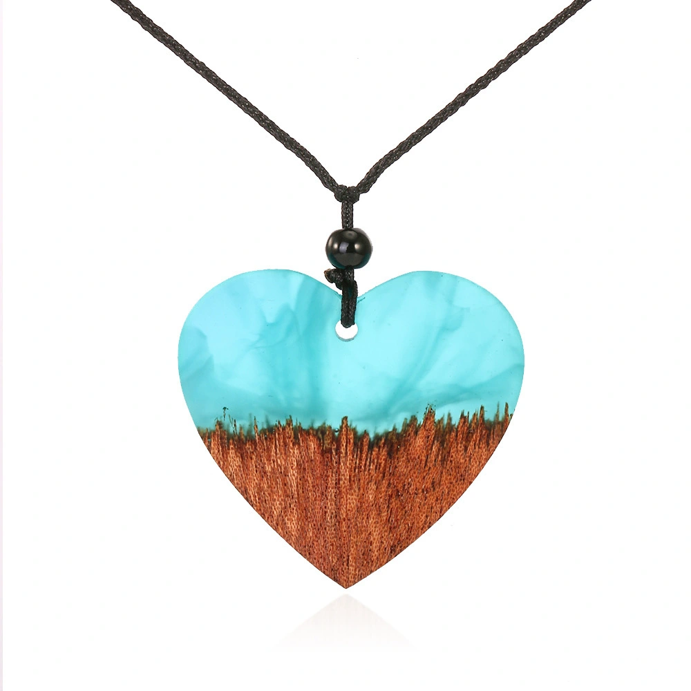 Hainon Heart Simple Colored Gold Plated Zircon Shiny Resin Pendant Necklace for Girl Birthstone Necklace DIY Custom Necklace 1