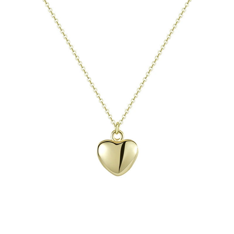 Hainon Korean Style Minimalist Handmade Gold-plated Silver Glossy Heart Pendant Necklace Gold Filled Necklace For Women 1