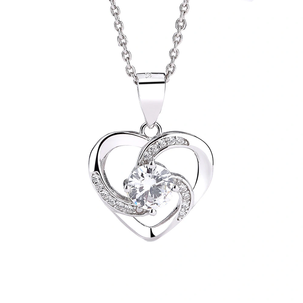 Hainon Sterling silver s925 heart shaped fashion pendant natural zircon women's short clavicle necklace 1