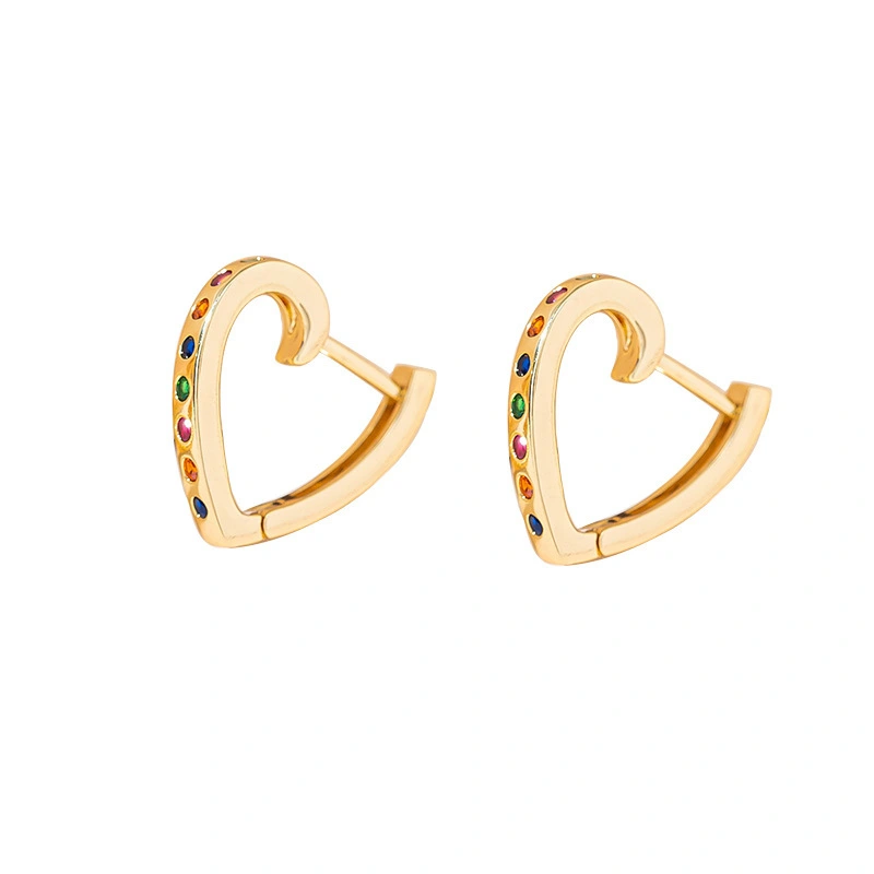 Hainon Personalized simple heart earrings wholesale zircon love earrings new trendy temperament earrings 1