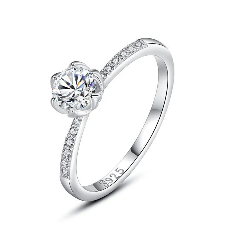 Hainon 925 sterling silver ring Round Bud zircon Micro inlaid rings women wedding jewelry wholesale 1