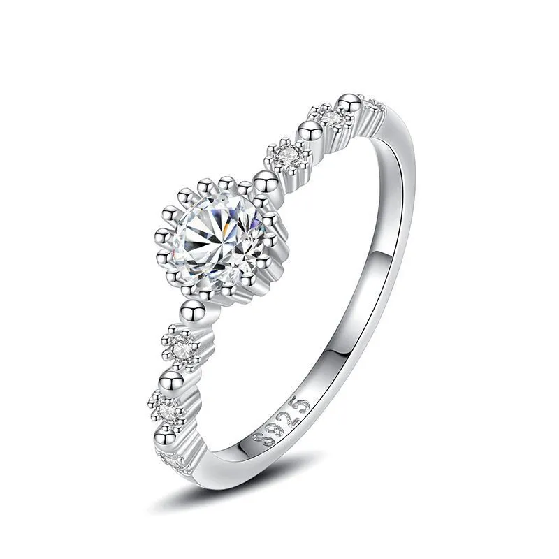 Hainon 925 sterling silver ring round zircon Micro inlaid rings women wedding jewelry wholesale 1