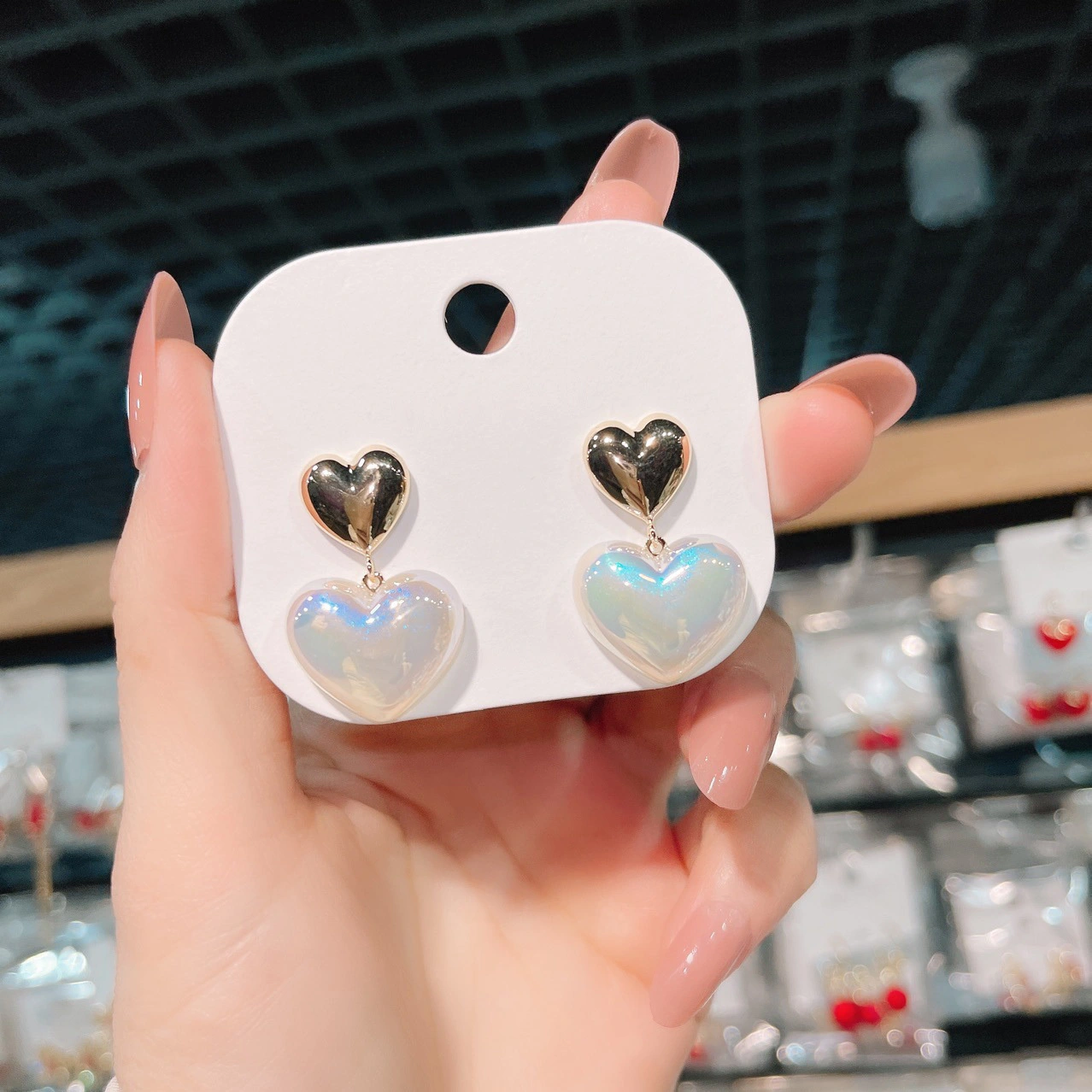 Hainon 2022 Elegant New heart earring Rainbow Mermaid pearl Sweet earrings women jewelry 1